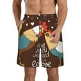 Adobk Rooster And Chicken Print Men's Swim Trunks Hawaiian Bathing Suit