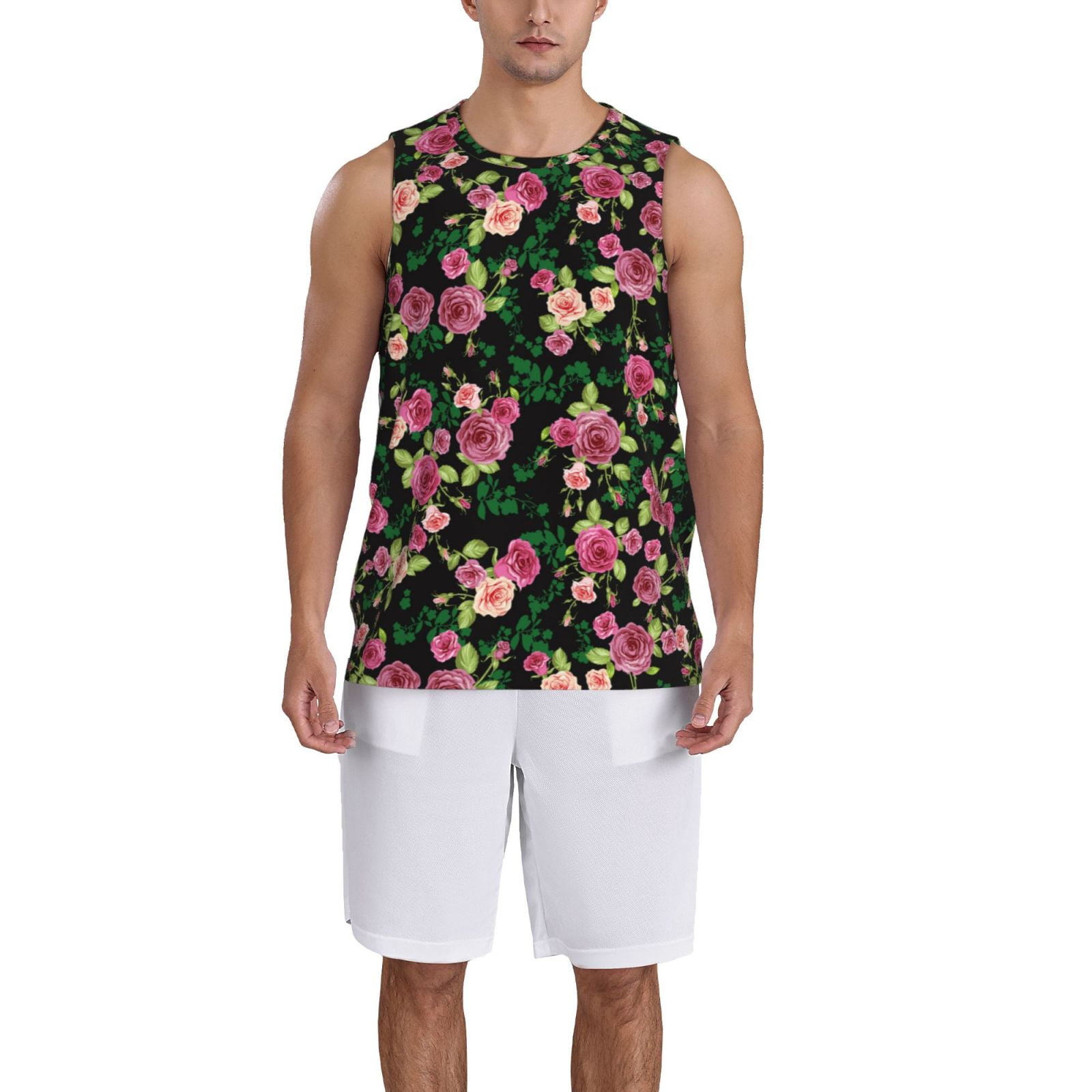 Adobk Rose Flowers Print Basketball Jerseys Sports Fans Shirts Clothing