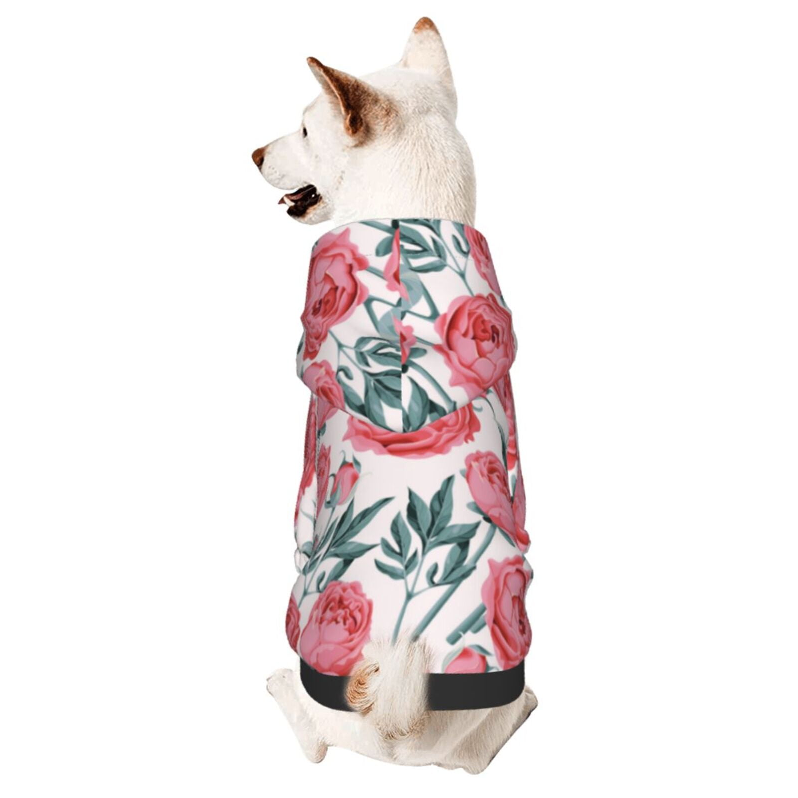Adobk Rose Flowers Print Dog Hoodie Dog Sweater Stylish Dog Clothes