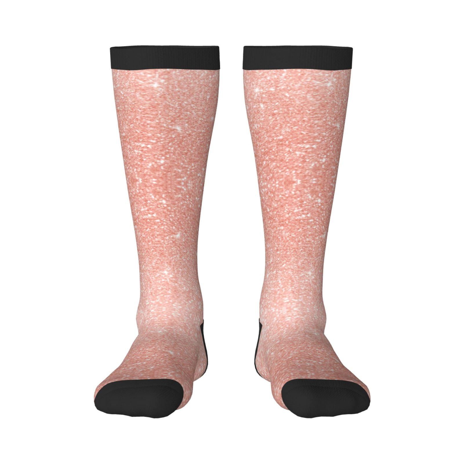 Adobk Rose Gold Glitter Print Knee High Socks Athletic Tube Socks High