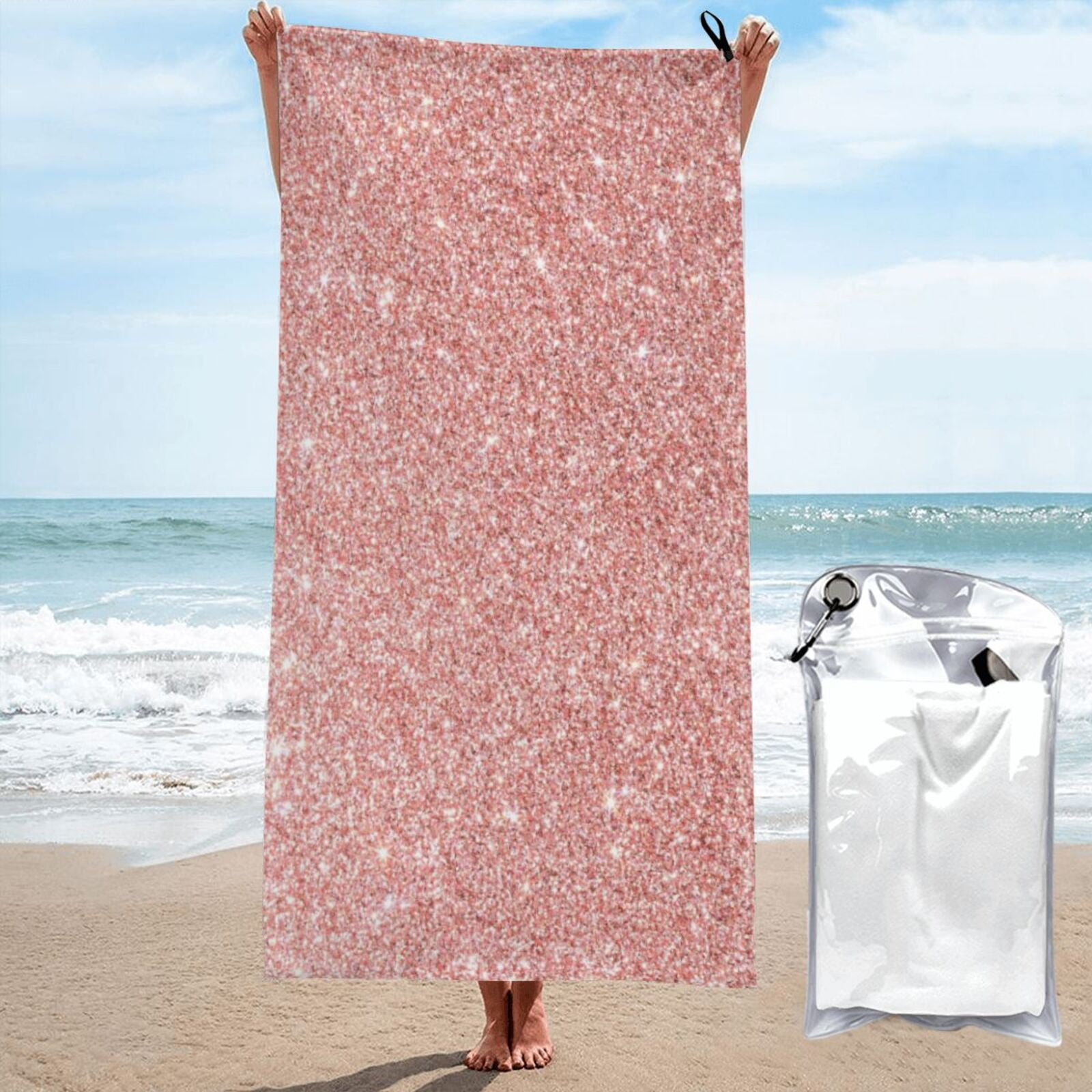 【Rest&Recreation】24HS★RR REVERSIBLE BEACH TOWEL Adobk Rose Gold Pink Glitter Beach Towel 27.5