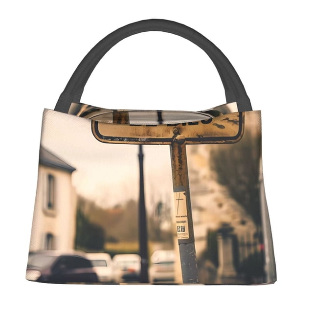 Adobk Rustic French Signpost Print Portable Insulated Lunch Container