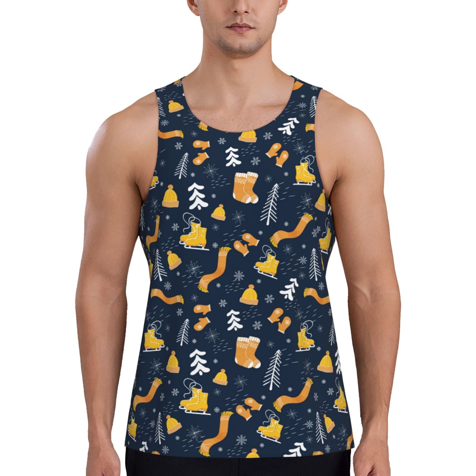 Adobk Scarf Ski Shoes sock Print Men's Workout Tank Tops Sleeveless