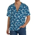 Adobk Sea Water Wave Print Men's Casual Button Down Shirt Summer