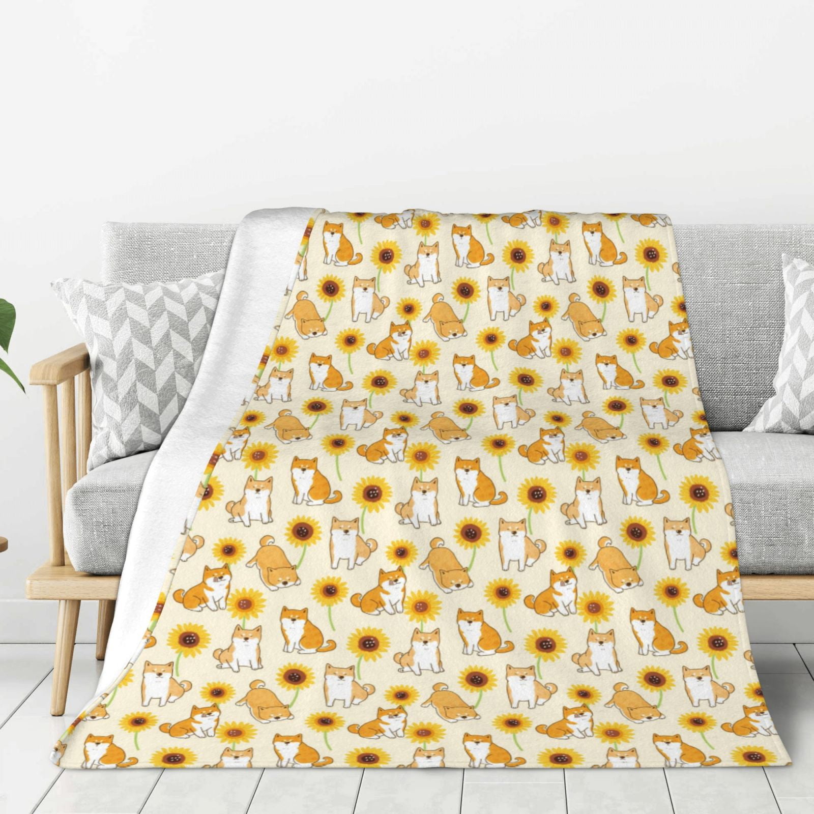 Adobk Shiba Inu Dog Print Blanket Super Soft Flannel Throw Blanket