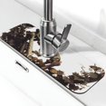 Adobk Skeleton Dance with Mushrooms Print Faucet Mat for Kitchen Sink
