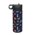 Adobk Space Dinosaur Print Water Bottle,18oz Sports Insulated Kettle