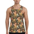 Adobk Squirrel Mushroom Yellow Flower Print Men's Workout Tank Tops