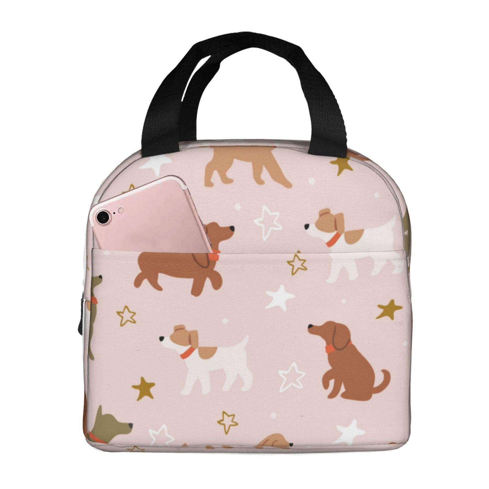 Adobk Star Cute Dog Print Lunch Bag for Women Men Insulated Lunch Box ...