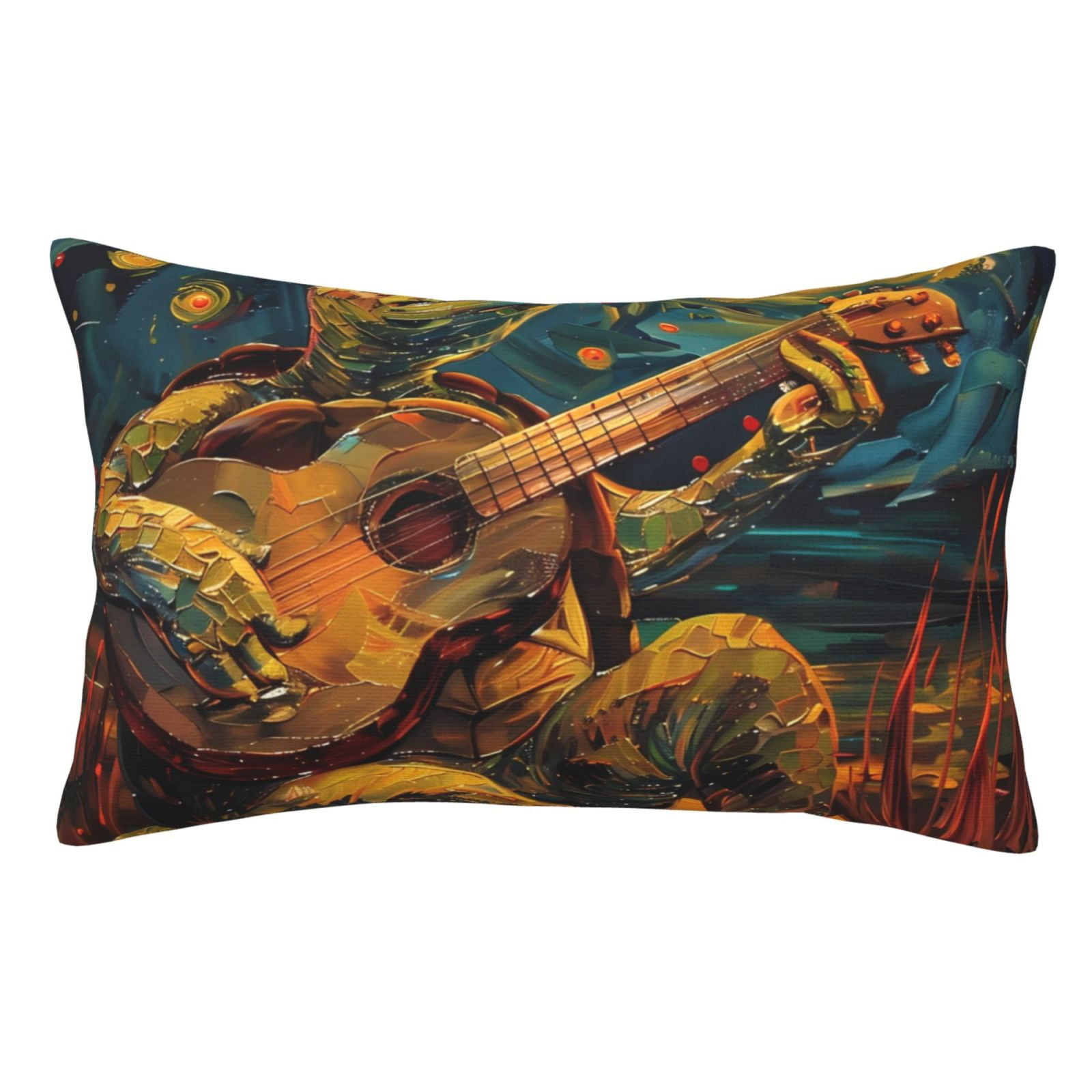 Adobk Starry Night Guitar Turtle Print Pillow Cases Standard Size