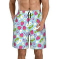 thumbnail image 1 of Adobk Strawberry And Flowers Print Men's Swim Trunks Hawaiian Bathing Suit Swimsuits Beach Shorts with Pockets-Small, 1 of 6