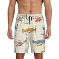 Adobk Striped Vintage Planes Print Pajama Shorts for Men Pjs Bottoms