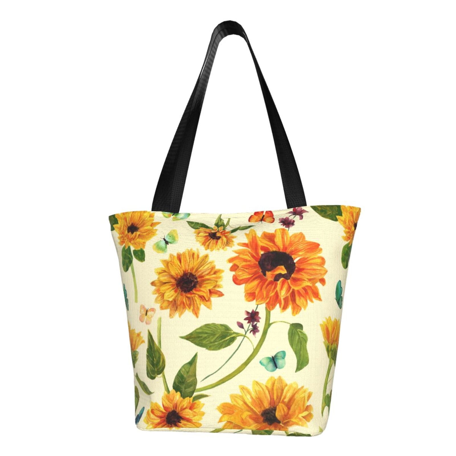 Adobk Sunflowers And Butterflies Canvas Tote Bag Vintage Tote Bag ...