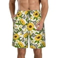 Adobk Sunflowers And Butterflies Print Men's Swim Trunks Hawaiian