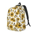 Adobk Sunflowers and Bees Print Canvas Backpack Lightweight Travel