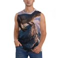 Adobk Sunset Cliff Dinosaur Men's Tank Top Muscle Workout Gym Shirts