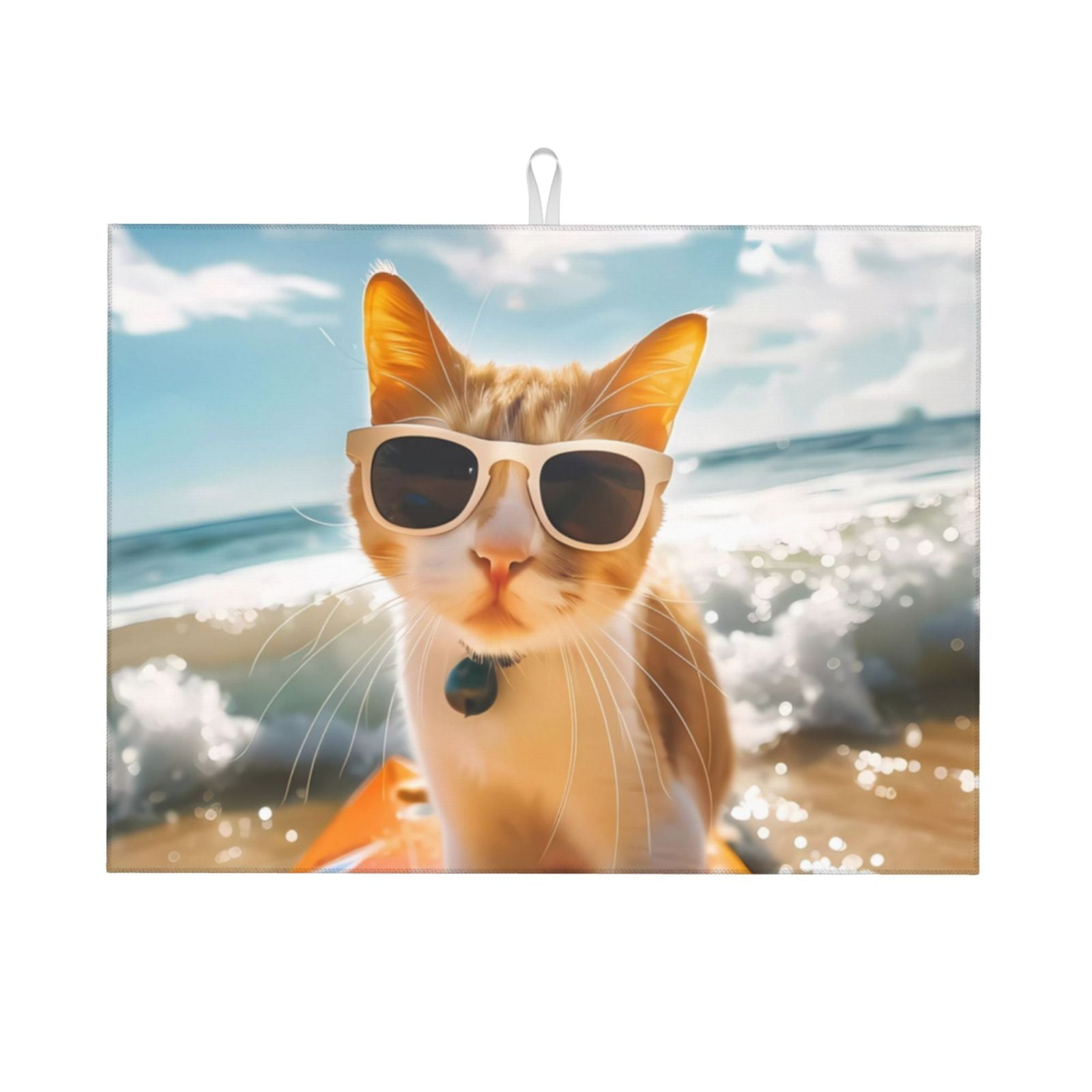 Adobk Surfing Cat Sun Print Microfiber Dish Drying Mat, Baby Bottle ...