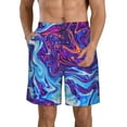 thumbnail image 1 of Adobk Swirl Print Blue Purple Print Men's Swim Trunks Hawaiian Bathing Suit Swimsuits Beach Shorts with Pockets-XX-Large, 1 of 6