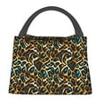 Adobk Teal Leopard Print Portable Insulated Lunch Container set, Bento