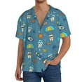 Adobk Teeth Cosmonaut Print Men's Casual Button Down Shirt Summer