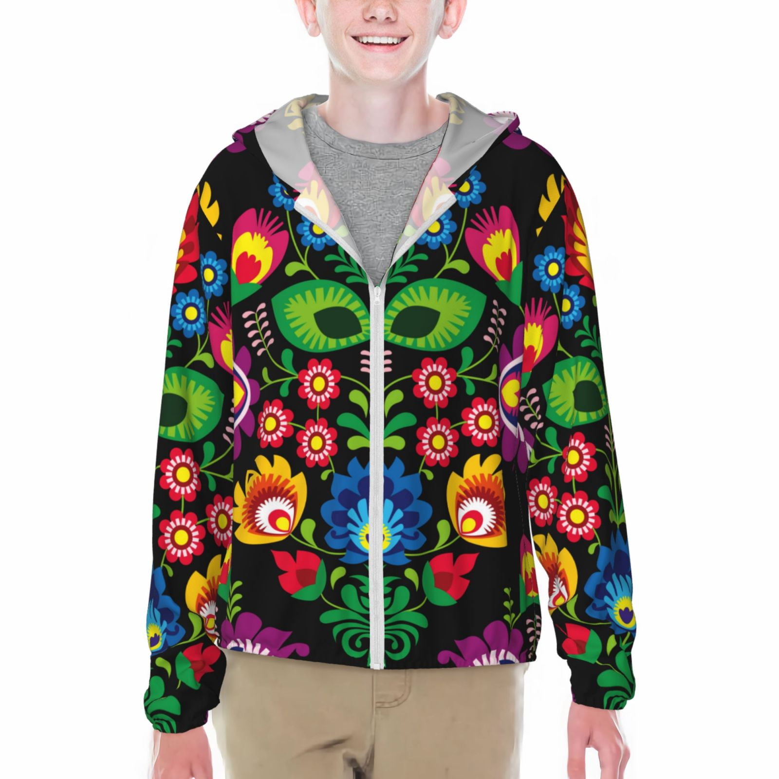 Adobk Traditional Floral Polish Print Rash Guard Long Sleeve UPF 50+ UV ...