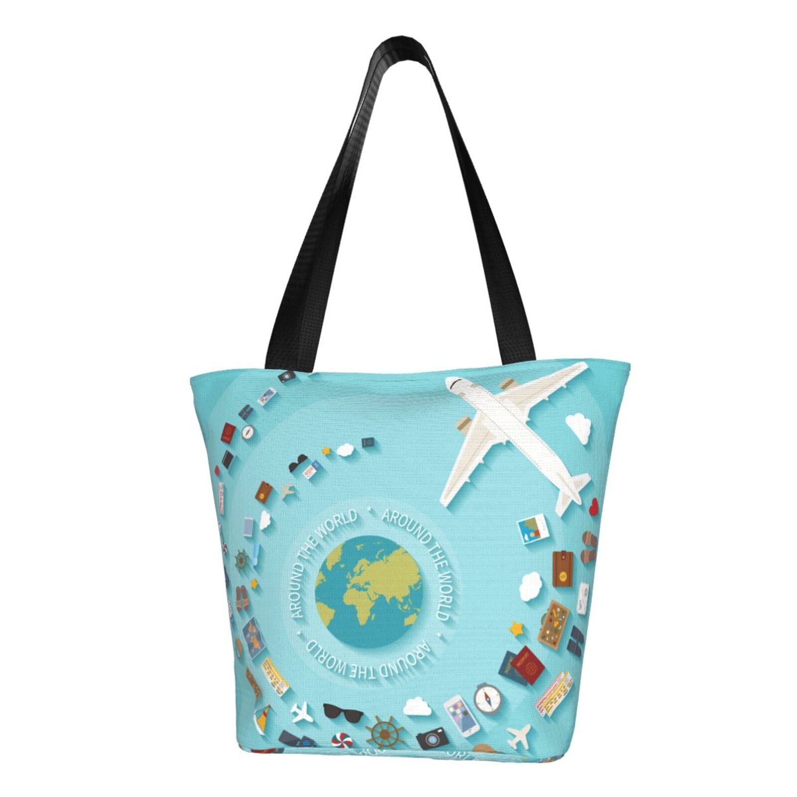 Adobk Travelling On Airplane Canvas Tote Bag Vintage Tote Bag Shopping