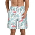 thumbnail image 1 of Adobk Tropical Flamingo Print Men's Swim Trunks Hawaiian Bathing Suit Swimsuits Beach Shorts with Pockets-Medium, 1 of 6