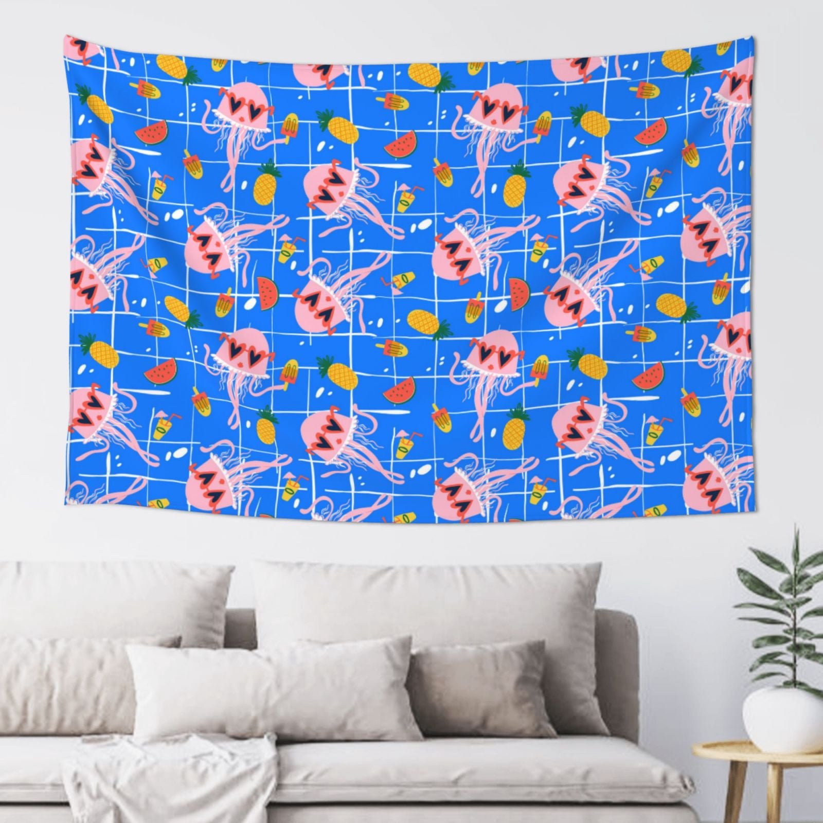 Adobk Tropical Jellyfishes Print Tapestry Wall Tapestry 60x40 Inch ...