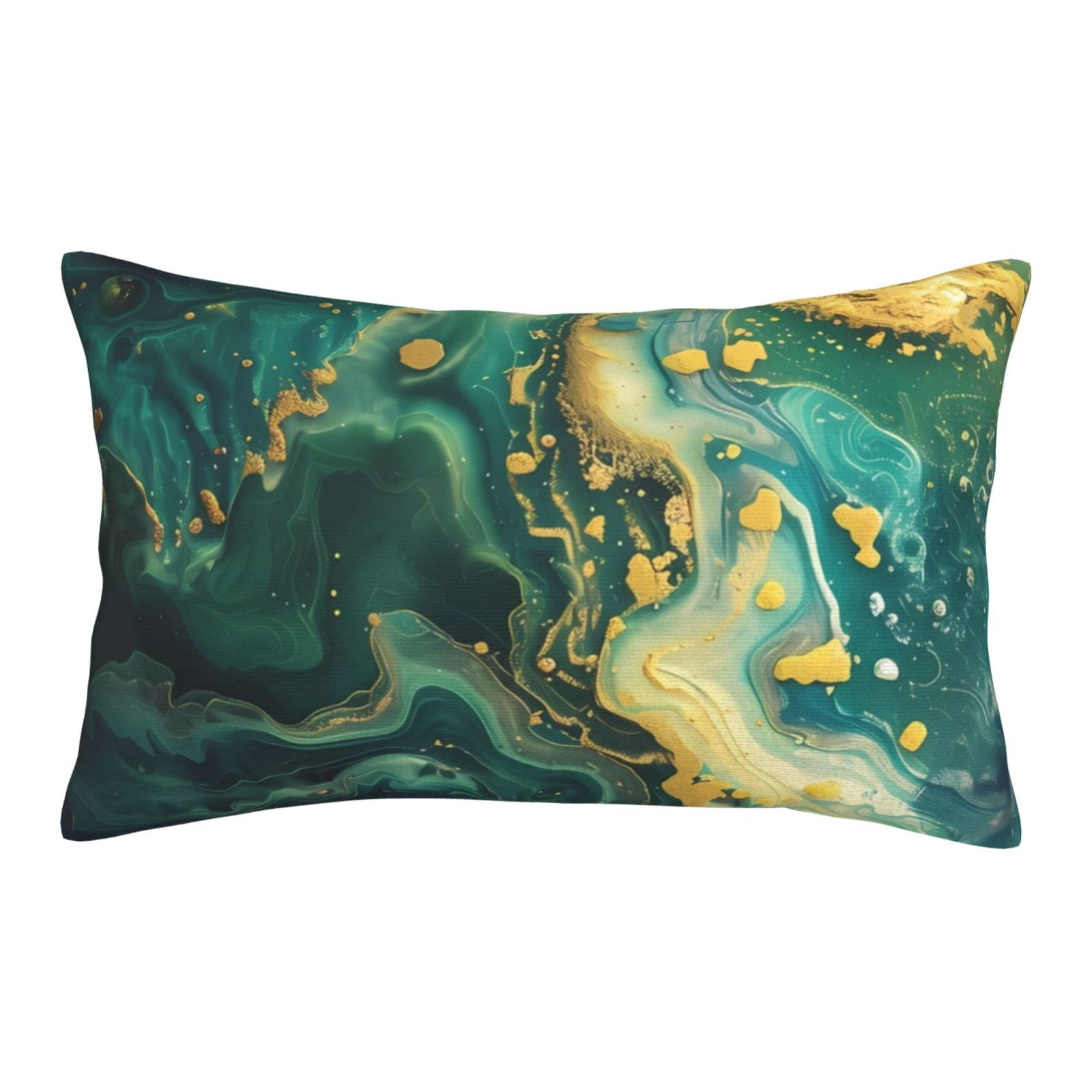 Adobk Turquoise Golden Swirl Print Pillowcases Cotton Queen Pillow