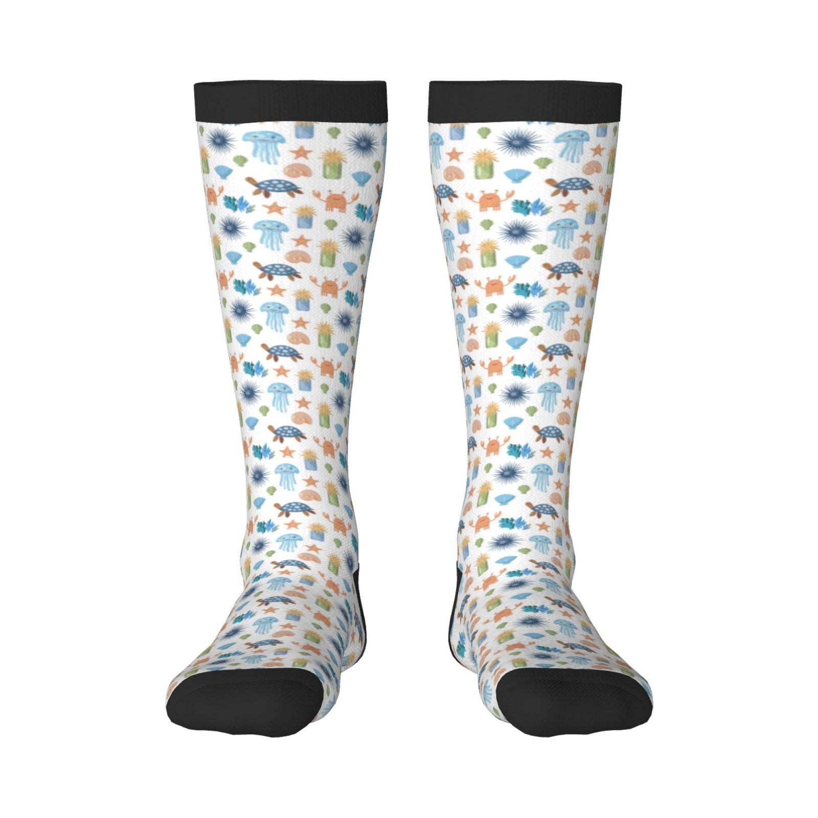 Adobk Undersea Animals Print Knee High Socks Athletic Tube Socks High