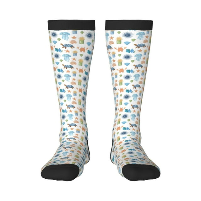 Adobk Undersea Animals Print Knee High Socks Athletic Tube Socks High