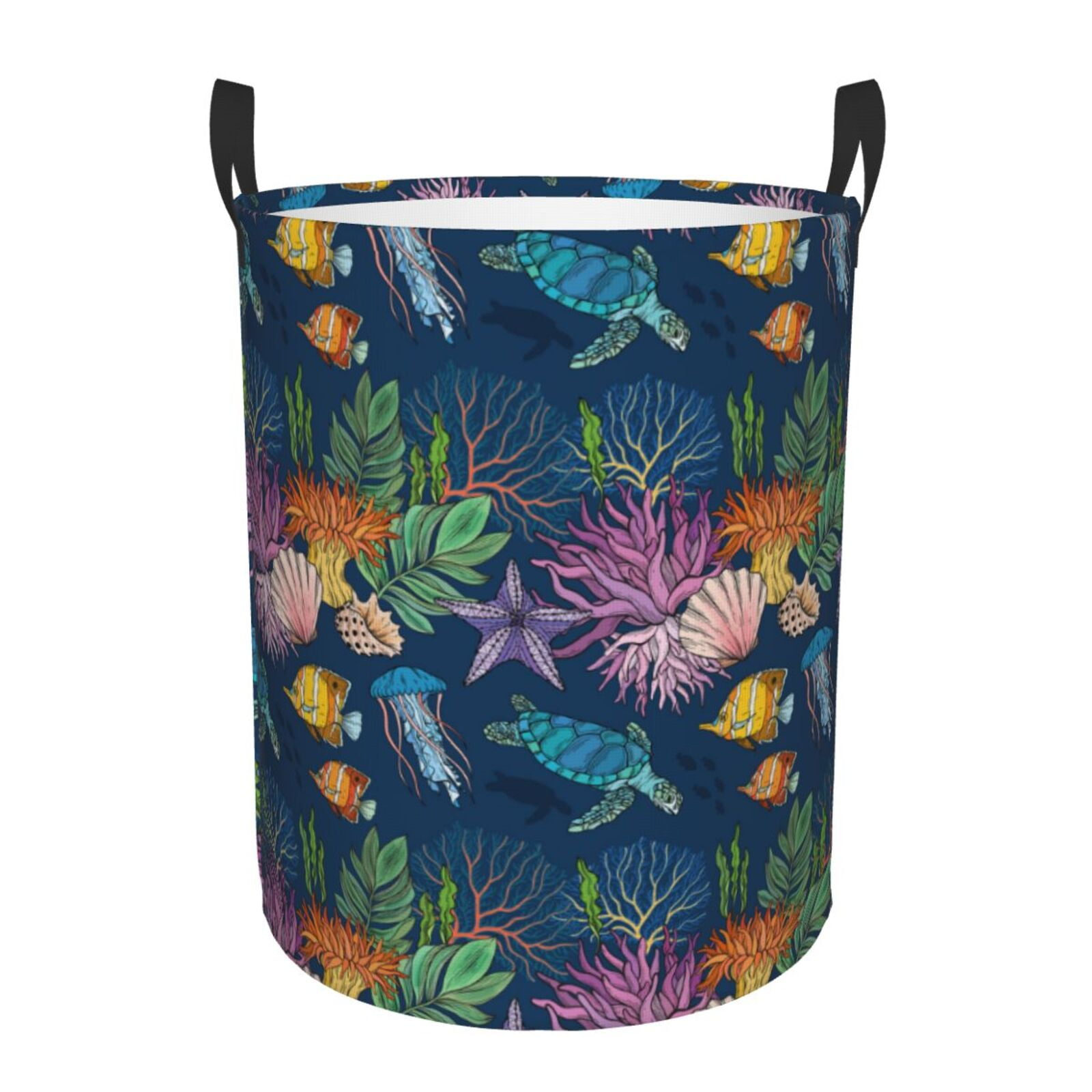 Adobk Undersea Animals Print Laundry Basket,irty Clothes Hamper with