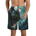 Adobk Underwater Dinosaur Shark Print Men's Swim Trunks Hawaiian