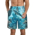 Adobk Underwater Dolphin Scene Print Men's Swim Trunks Hawaiian Bathing