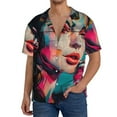 Adobk Vibrant Street Art Portrait Print Men's Casual Button Down Shirt