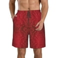 thumbnail image 1 of Adobk Vintage Burgundy Print Men's Swim Trunks Hawaiian Bathing Suit Swimsuits Beach Shorts with Pockets-3X-Large, 1 of 6