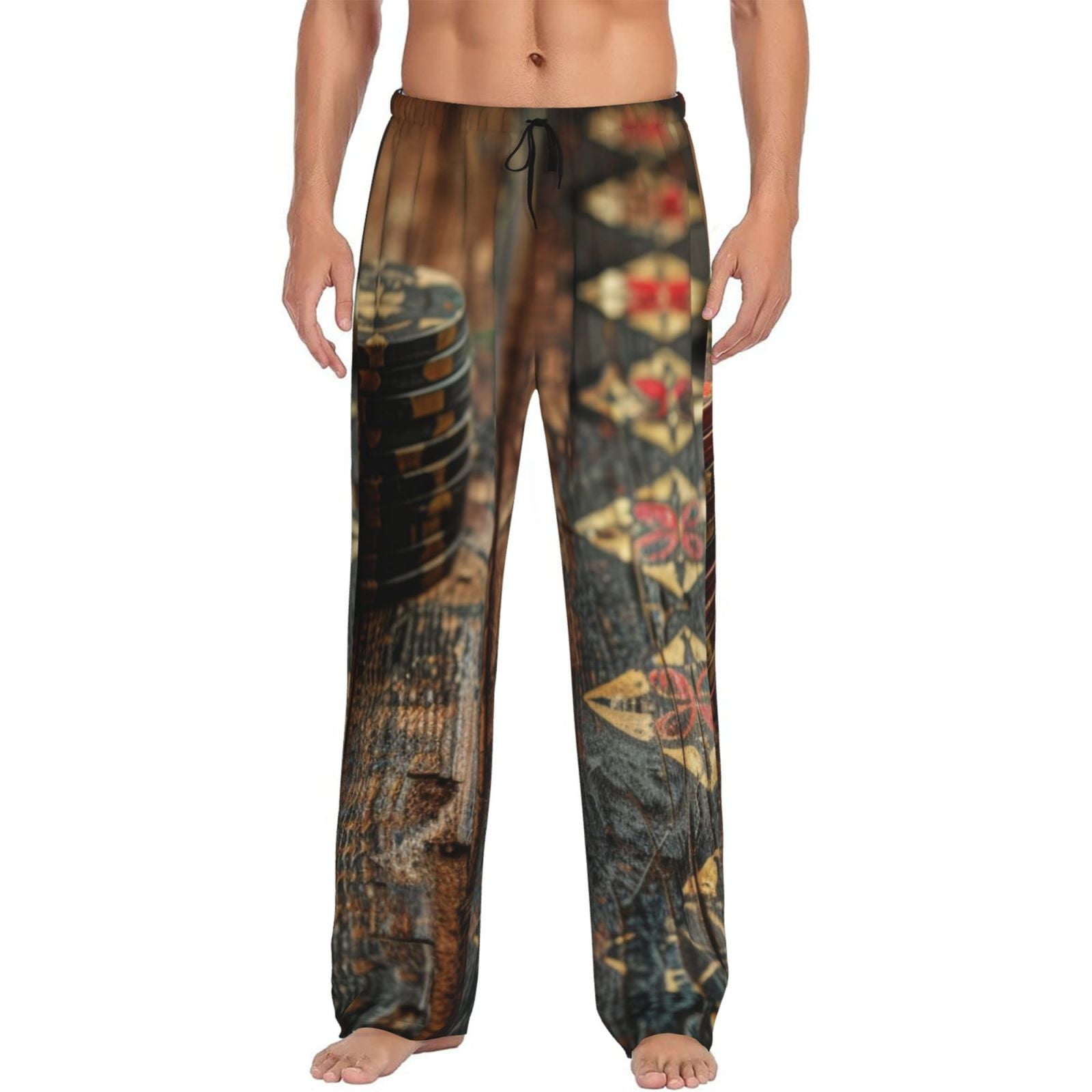 Adobk Vintage Poker Chips Print Men's PolySpandex Jersey Knit Pajama