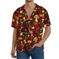 Adobk Warm Plants and Mushrooms Print Men's Casual Button Down Shirt