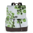 thumbnail image 1 of Adobk Watercolor Green Leaves Print Leather Backpack Vintage Laptop Bookbag for Women Men,Faux Leather Backpack Purse Bookbag Weekend Travel Daypack, 1 of 4