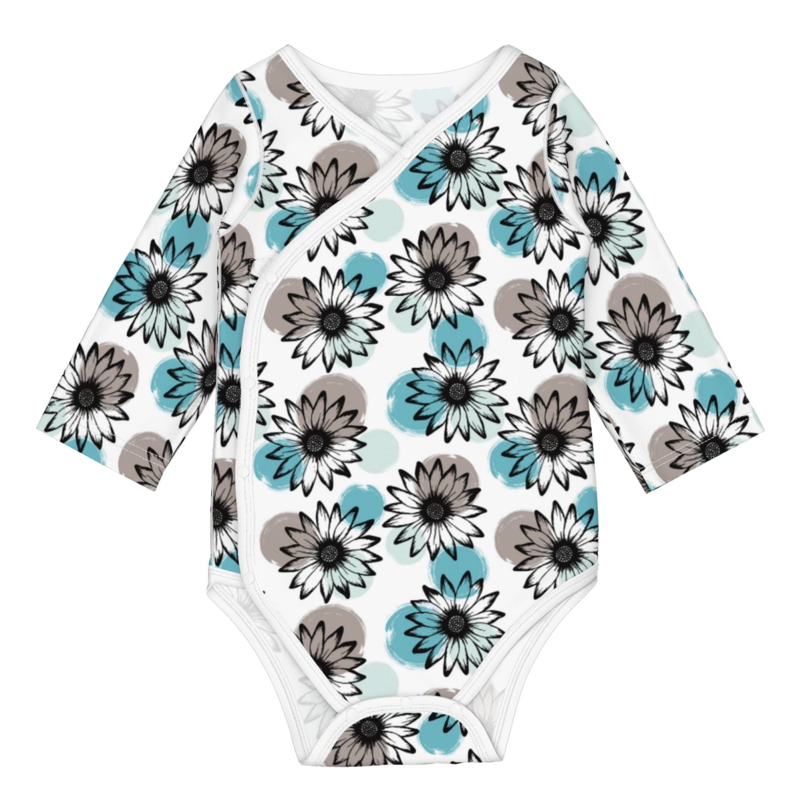 Adobk Watercolor Sunflower Print Baby LongSleeve Bodysuit Baby Clothes