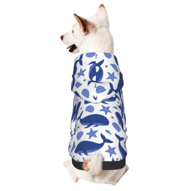 Adobk Whale Print Dog Hoodie Dog Sweater Stylish Dog Clothes Print Pet