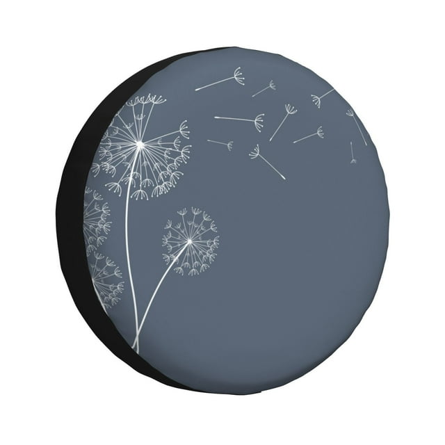 Adobk White Dandelion Print Tire Covers, Waterproof AntiUV Sun Snow