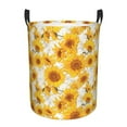 Adobk White Marble Pattern Sunflower Print Laundry Basket,irty Clothes