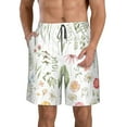 thumbnail image 1 of Adobk Wildflower Watercolor 2 Print Men's Swim Trunks Hawaiian Bathing Suit Swimsuits Beach Shorts with Pockets-Small, 1 of 6