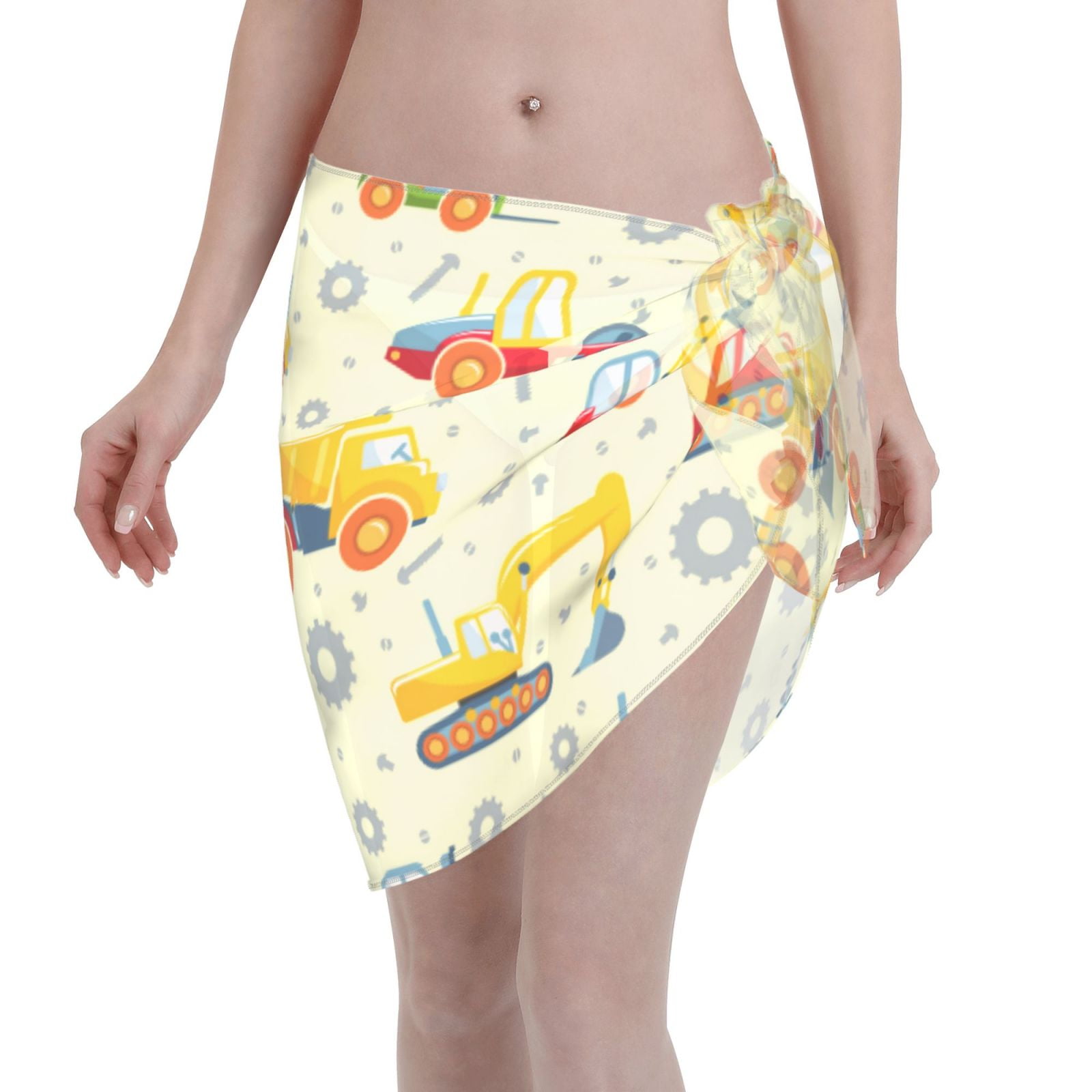 Adobk Women Beach Sarong Bathing Suit Heavy Equipment Print Wrap Skirt ...