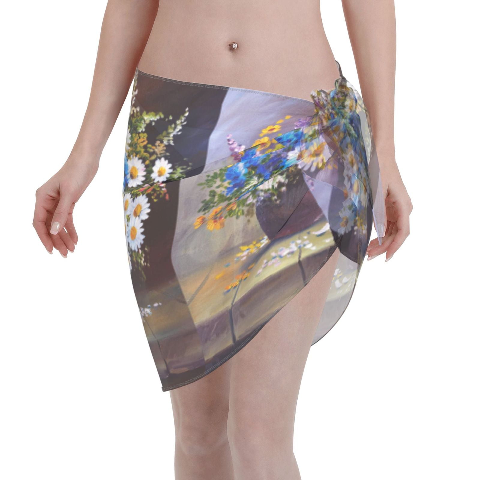 Adobk Women Beach Sarong Bathing Suit Still Life Flowers Print Wrap ...