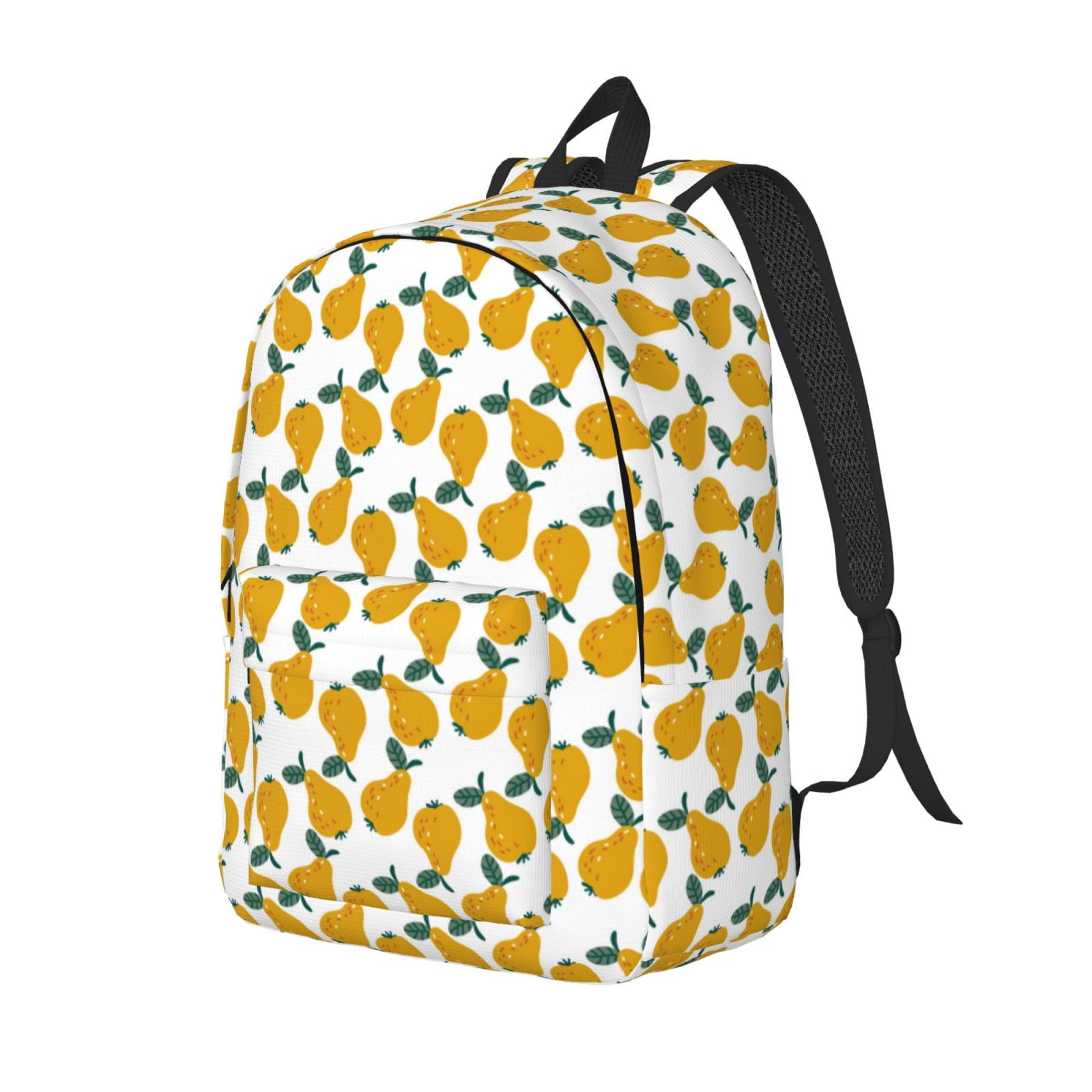 Adobk Yellow Pears Print Canvas Backpack Lightweight Travel Daypack