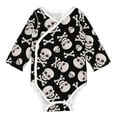 Adobk black white Skull bone Print Baby LongSleeve Bodysuit Baby