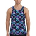 Adobk blue daisy Skull flower Print Men's Workout Tank Tops Sleeveless