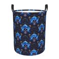 Adobk cool blue flower Skull Print Laundry Basket,irty Clothes Hamper
